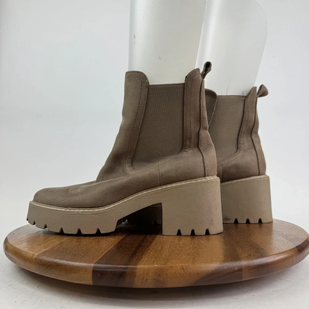 Womens Dolce Vita Tobias Brown Platform Lug Sole Heeled Chelsea Boots Size 11 M‎